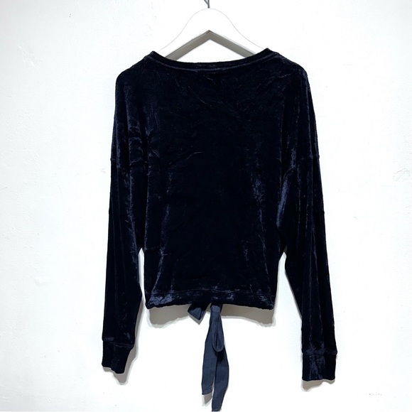 Stateside Deep Navy Blue Velvet Women’s Sweatshirt Size Small - Picture 3 of 9